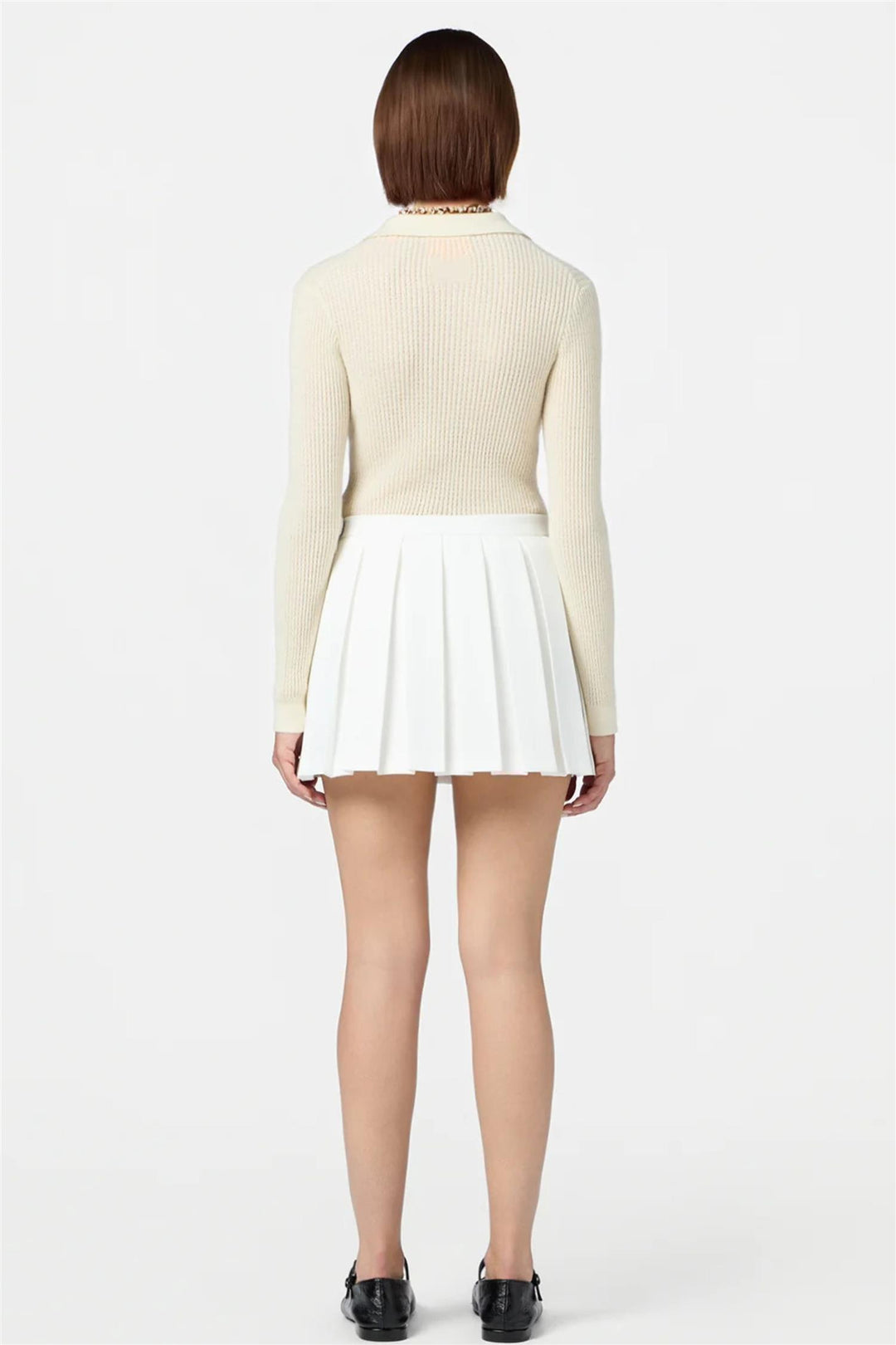 Longsleeve Shrunken Cashmere Polo Cream