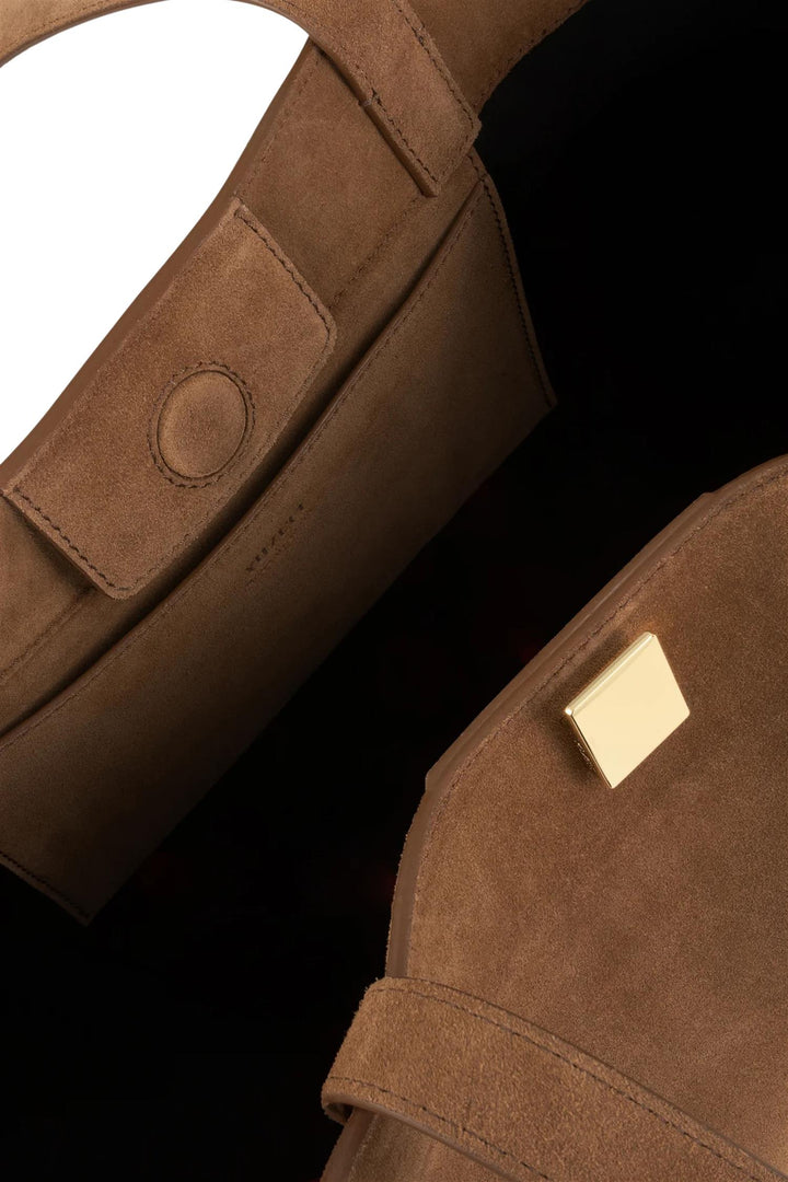 Gyoza Tote Suede Leather Cognac