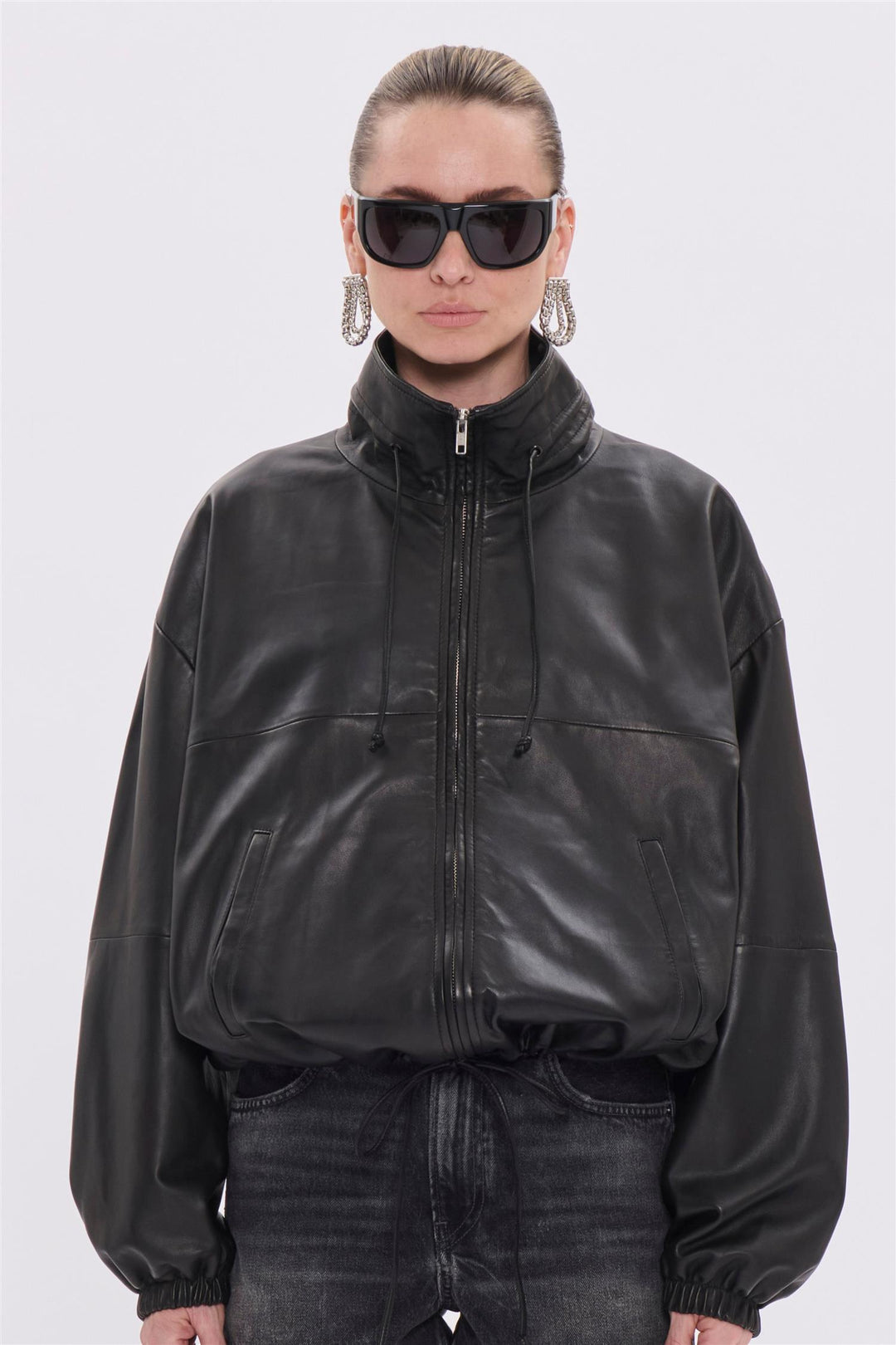 Jordan Nappa Leather Bomber Jacket Black