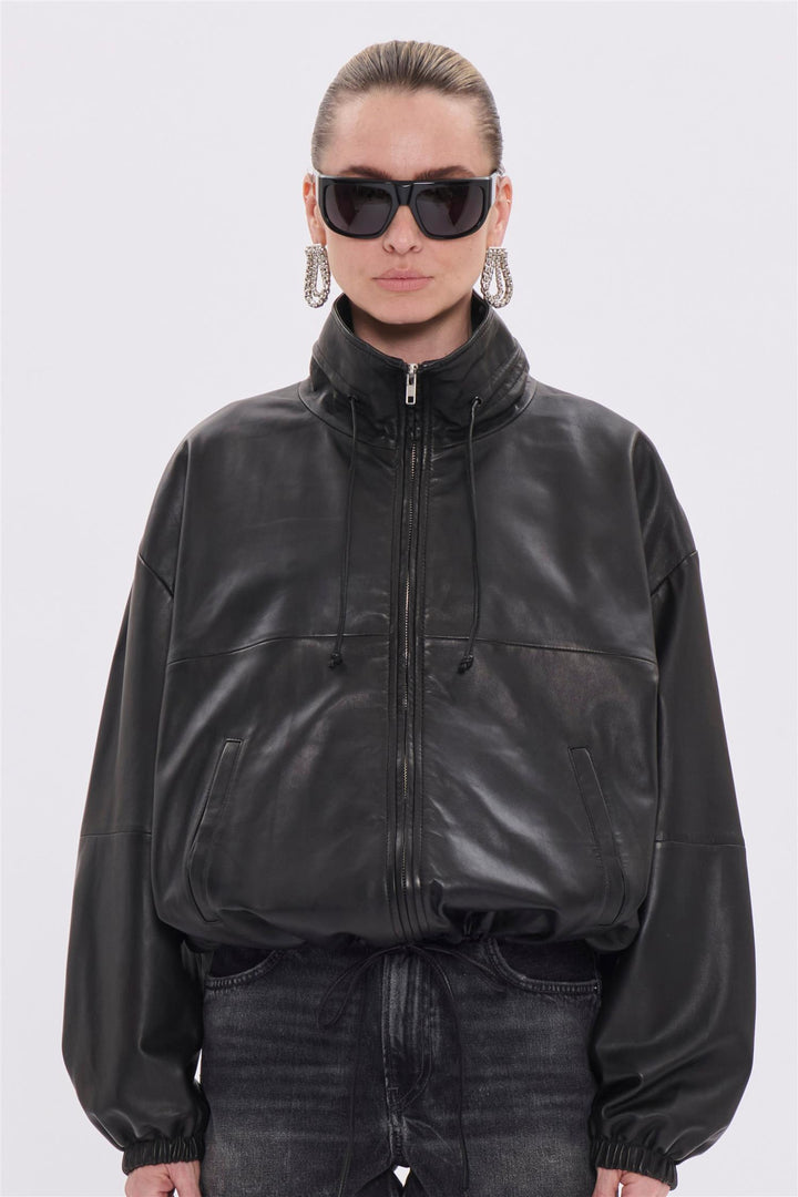 Jordan Nappa Leather Bomber Jacket Black