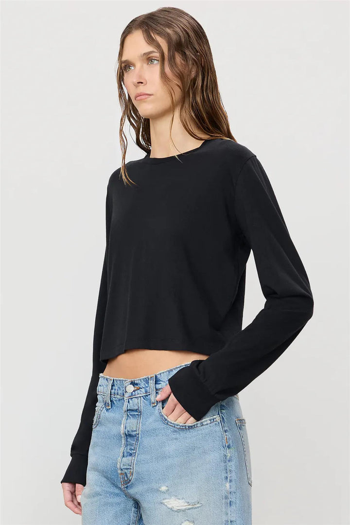 Long Sleeve Boxy Tee Black