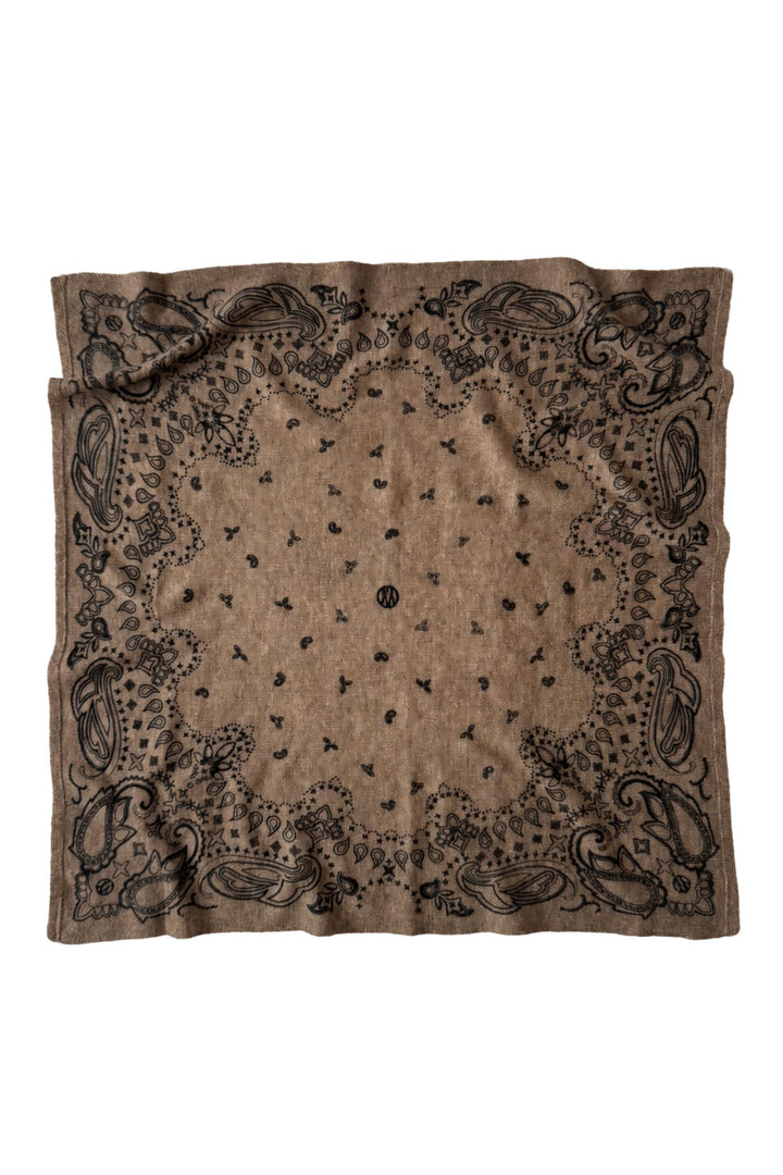 Cashmere Paisley Scarf 65 cm. Greige