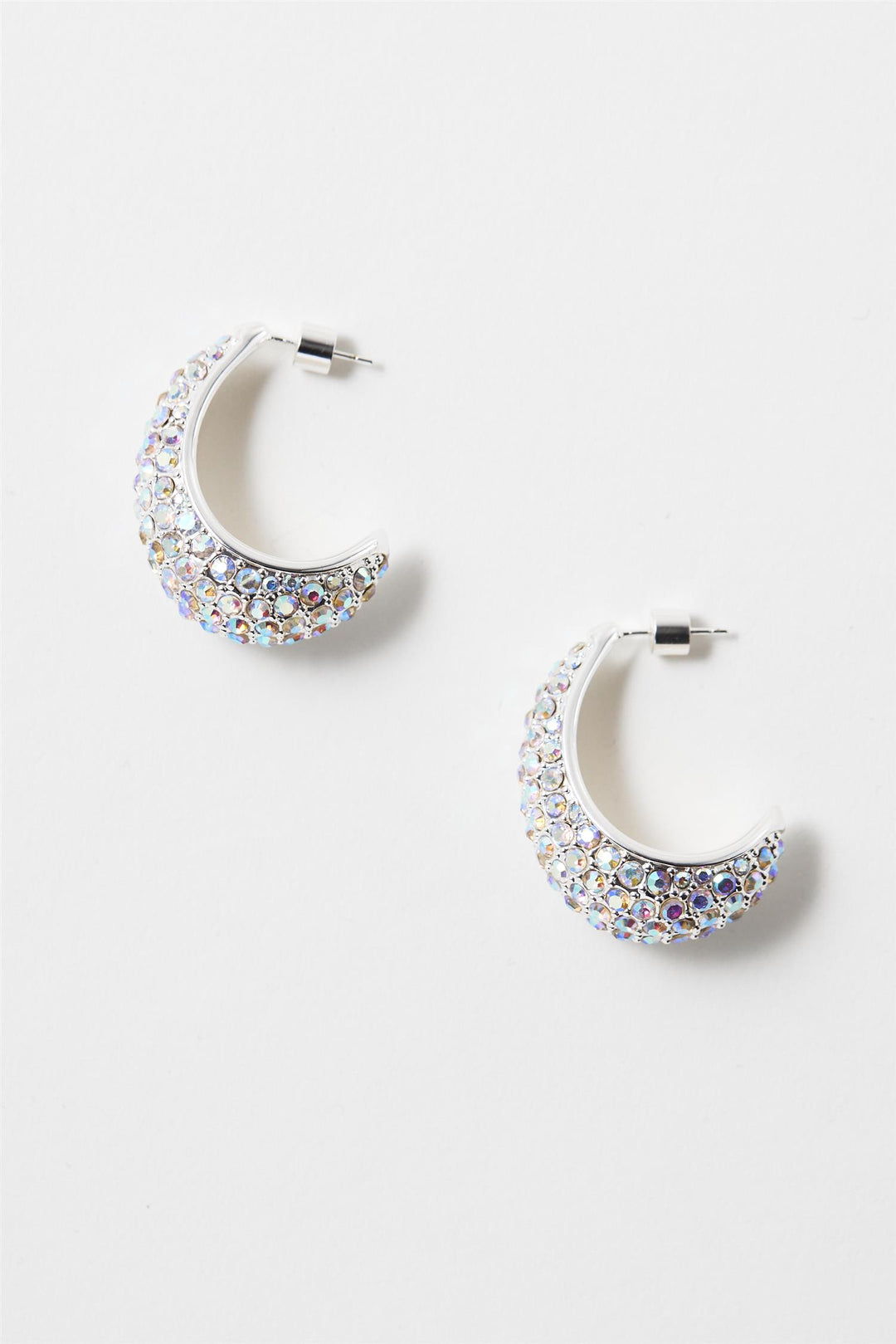 Small Crescent Hoops Silver