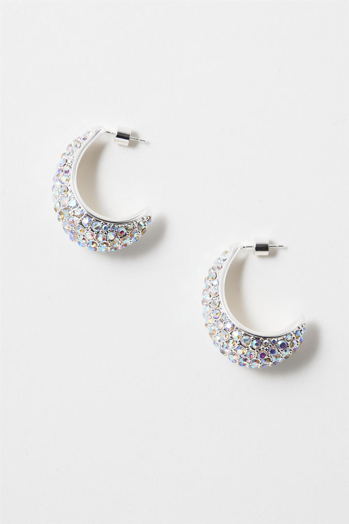 Small Crescent Hoops Silver