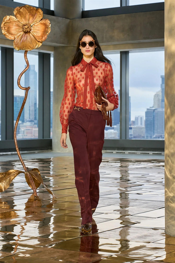 Soraya Lace Neck-Tie Blouse Ruby