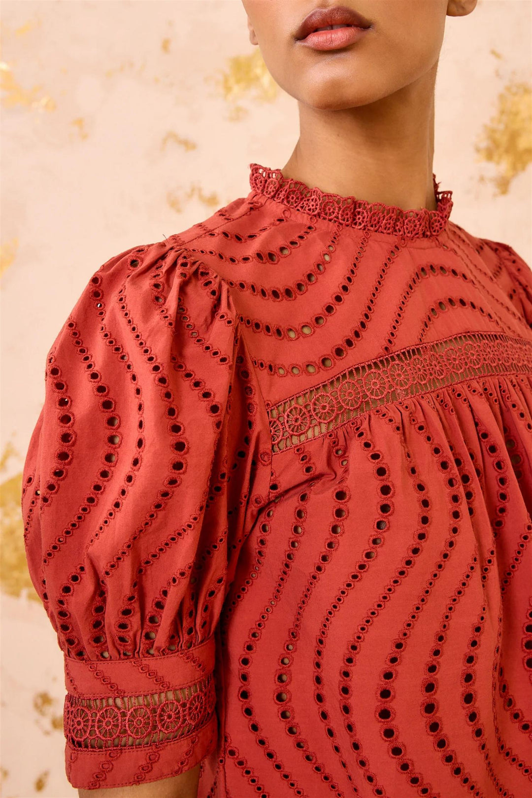 Virginia Lace Short Sleeve Blouse Claret