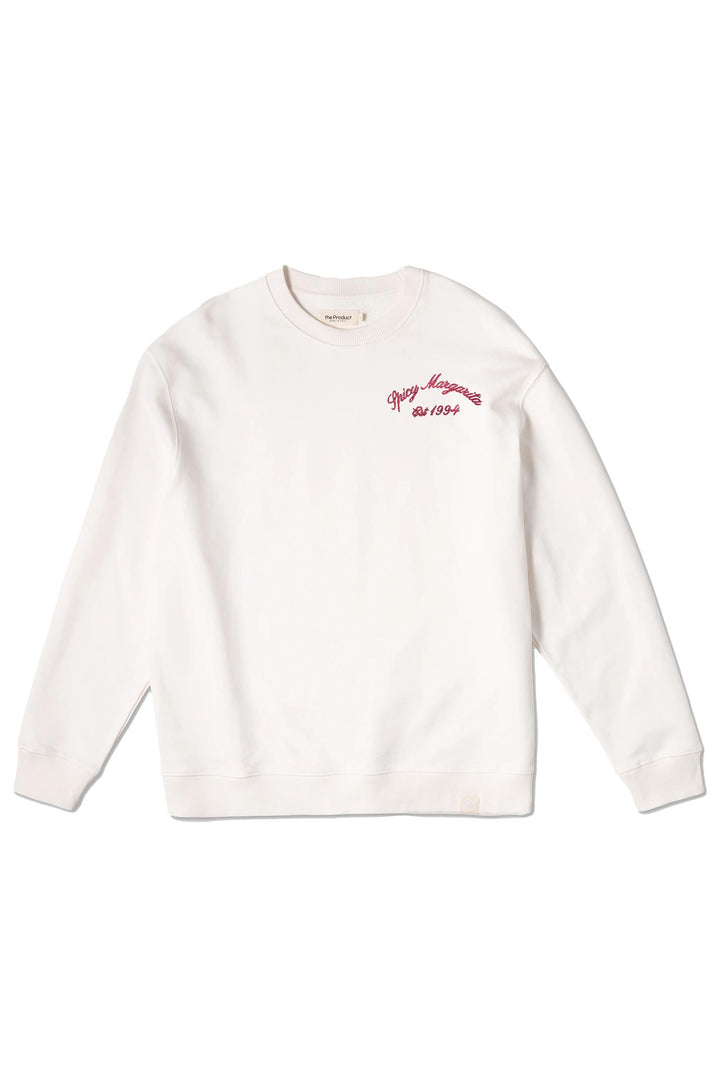 Spicy Margarita Embroidered Crewneck Off-White/Hot Pink