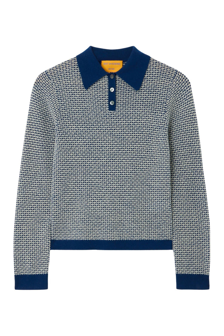 Piqué Long Sleeve Shrunken Polo Navy Combo