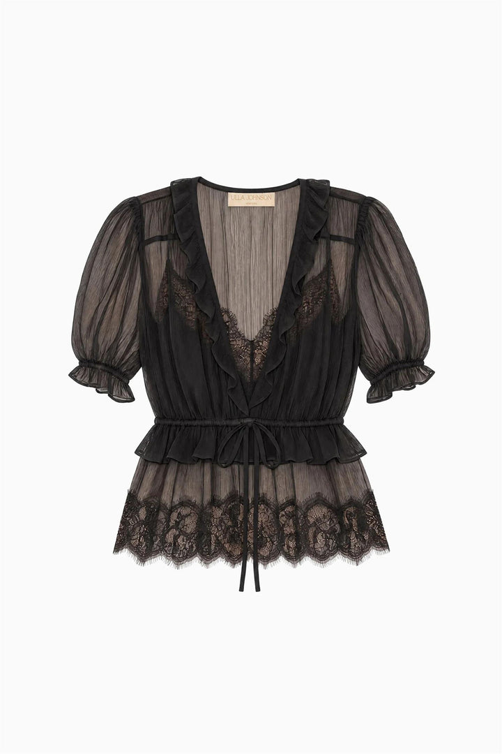 Selene Puff Sleeve Top Noir