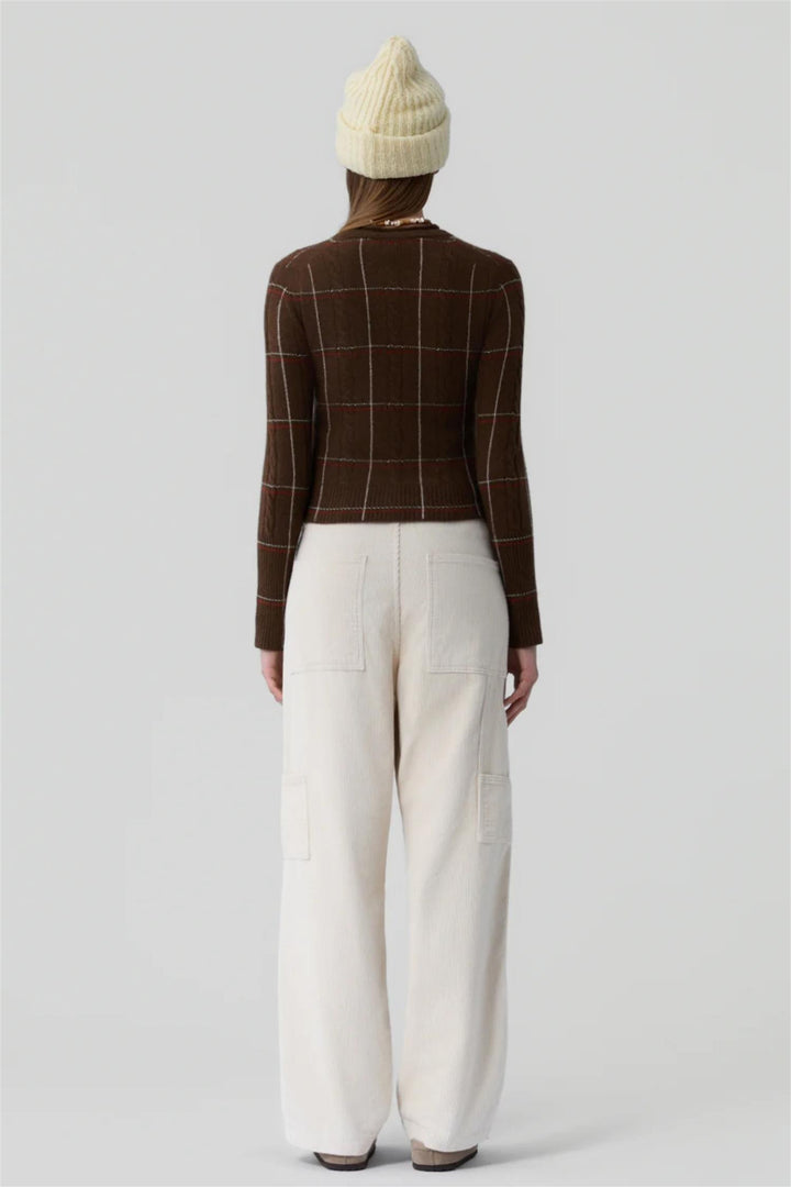 Jane Check Cardigan Chestnut Combo
