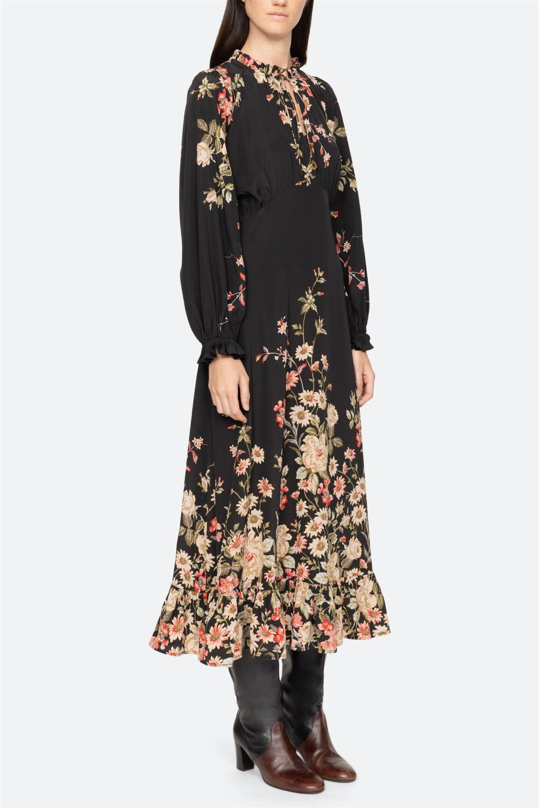 Jolie Print Longsleeve Midi Dress