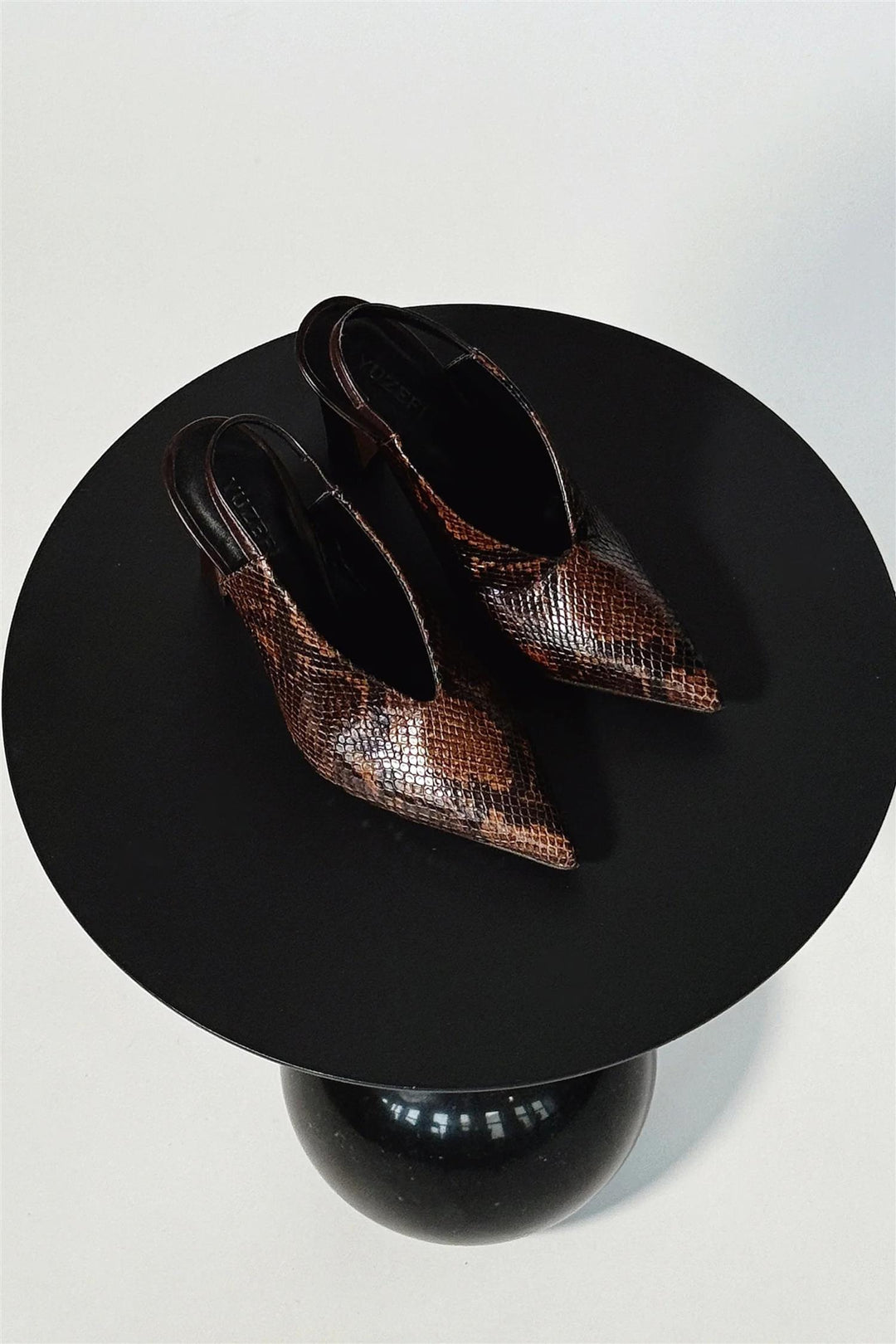 Nur Slingback Embossed Leather Cognac Snake