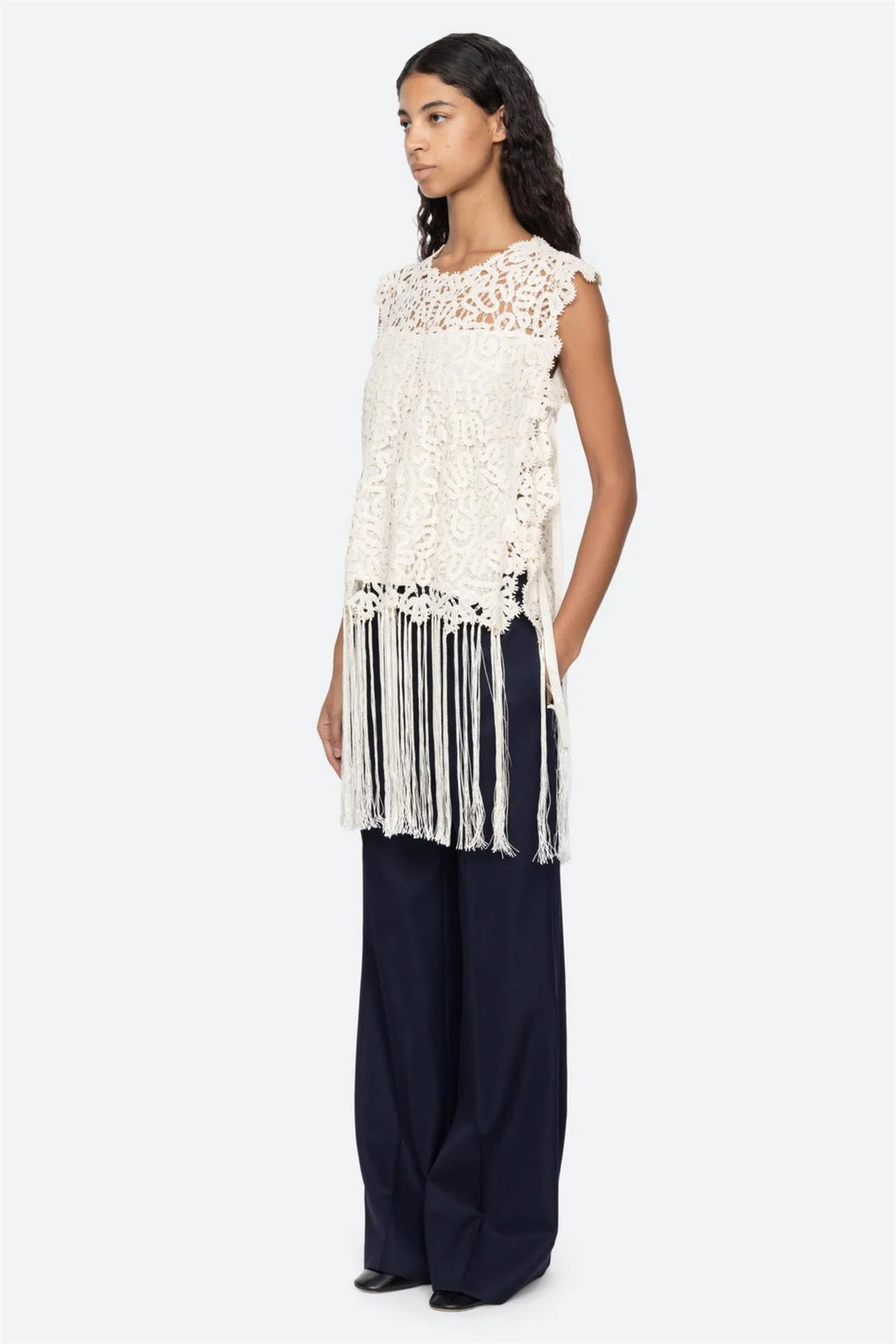 Alina Lace Fringe Top Cream
