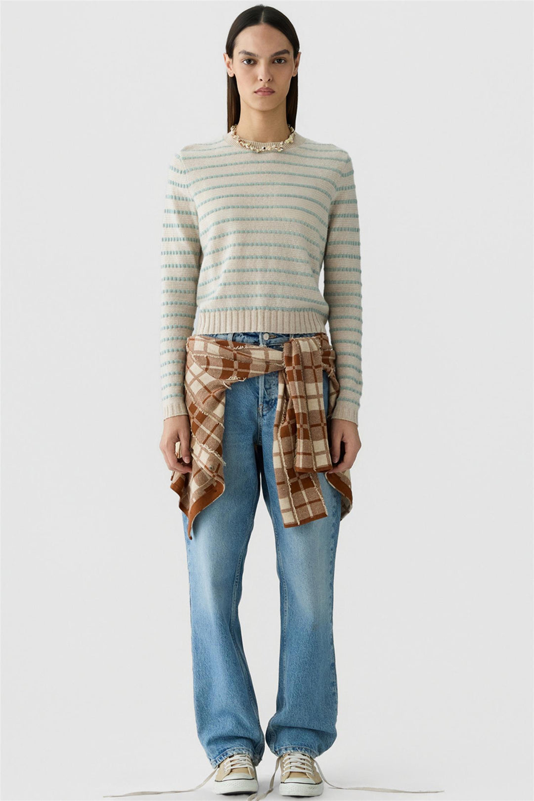 Pebble Stripe Shrunken Crew Sandstone Combo