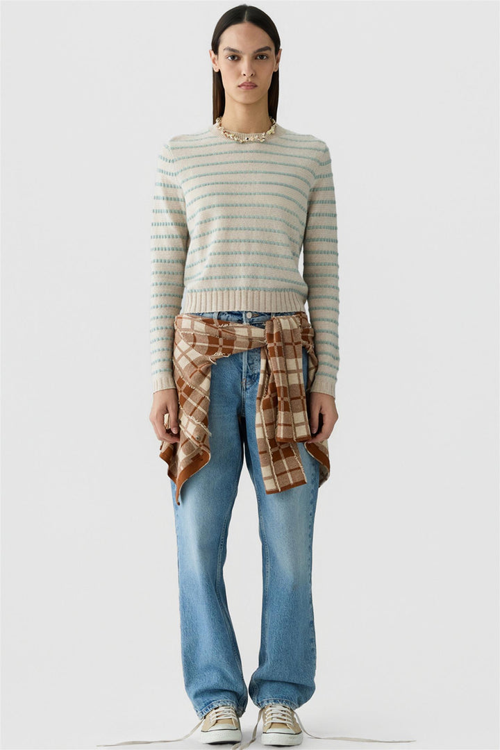 Pebble Stripe Shrunken Crew Sandstone Combo