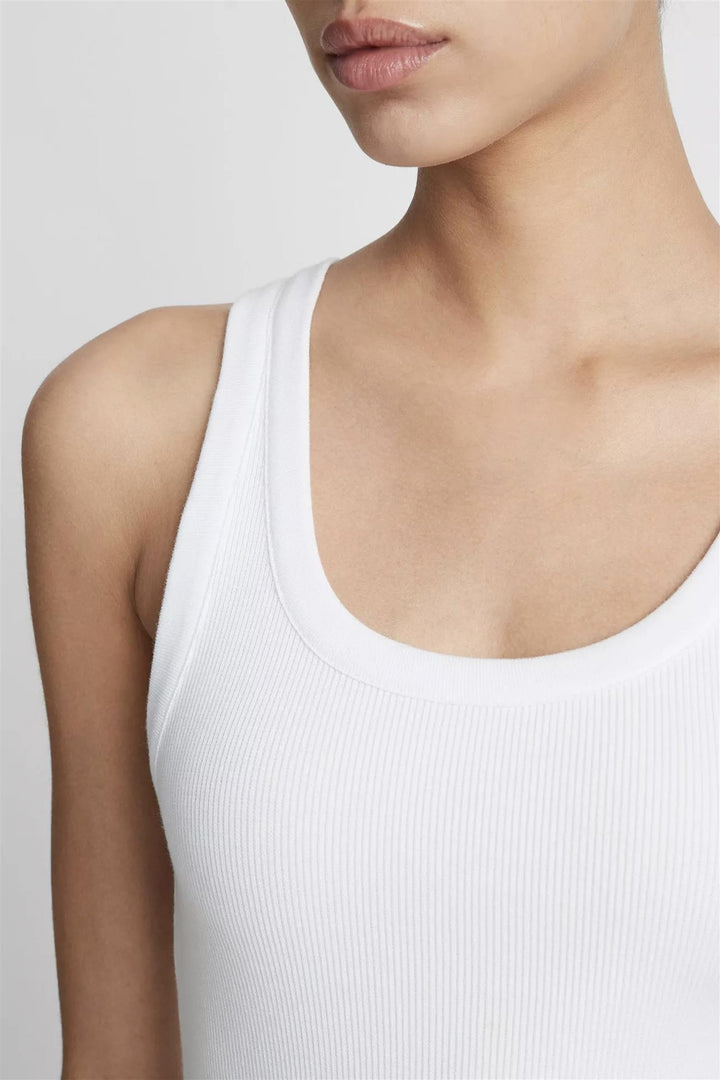 Ribbed Scoop Neck Tank Optic White