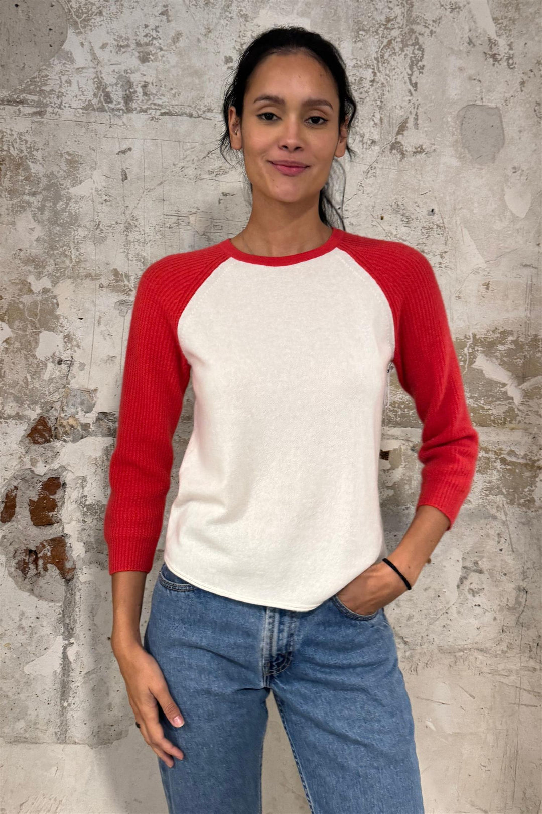 Baseball Tee Cream/Scarlet