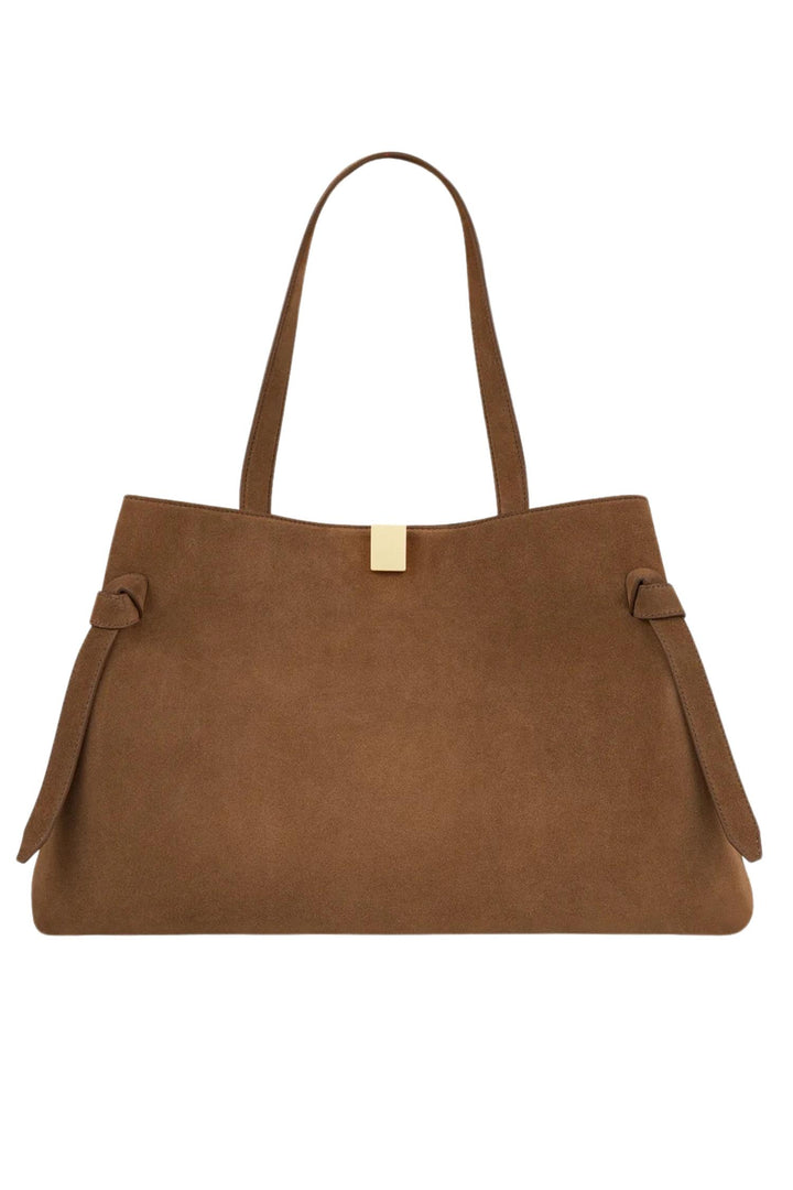 Gyoza Tote Suede Leather Cognac