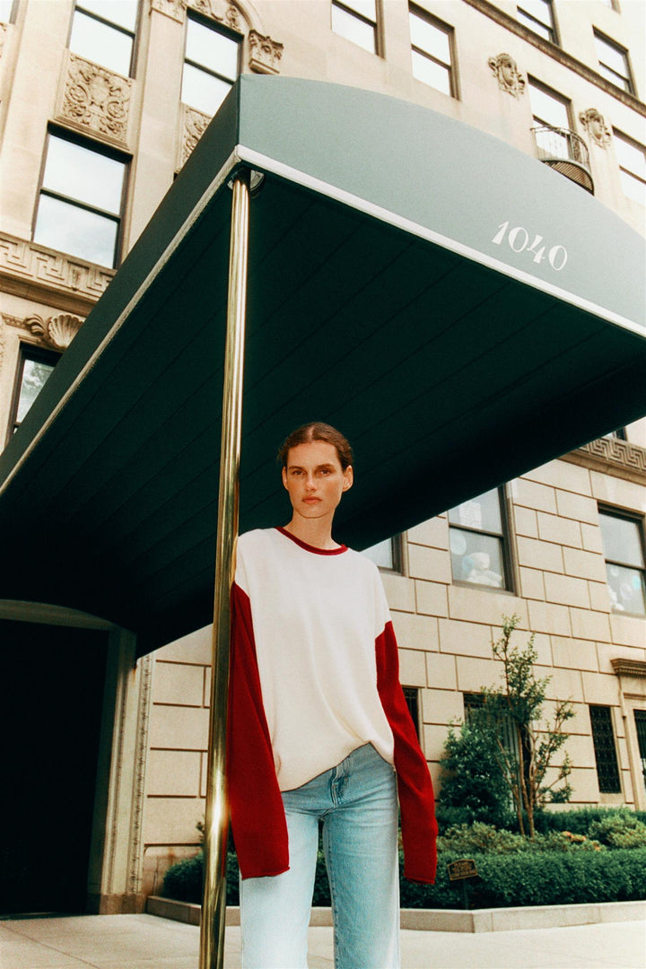 Baseball Oversized Crew Cream/Carmine