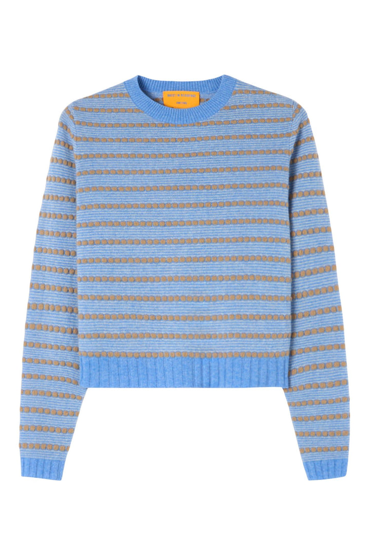 Pebble Stripe Shrunken Crew Delft Blue Combo
