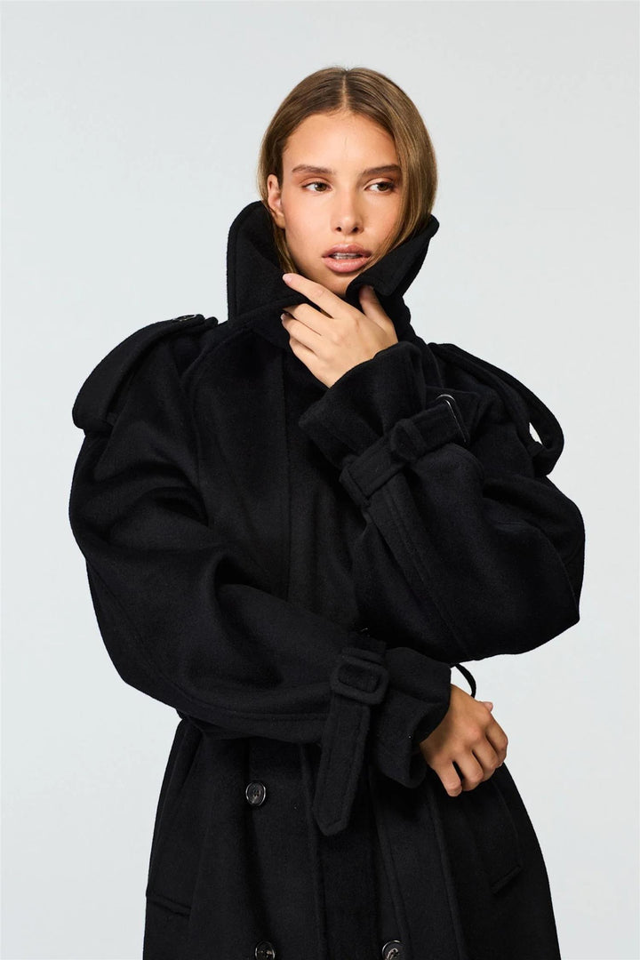 Wool Trench Coat Black