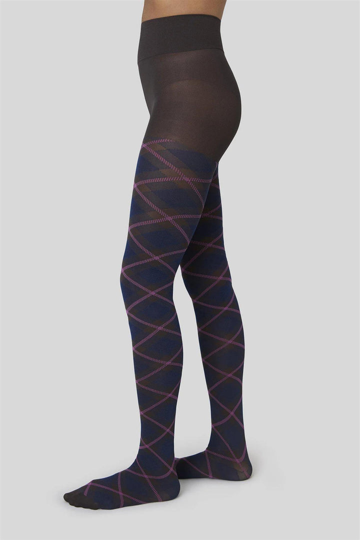 Franca Check Tights Dark Brown