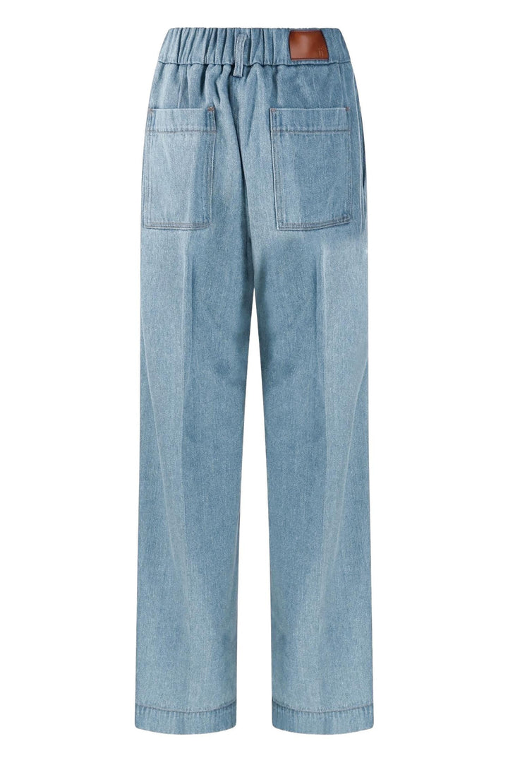Cavalry Denim Elasticated Loose Pants Azure