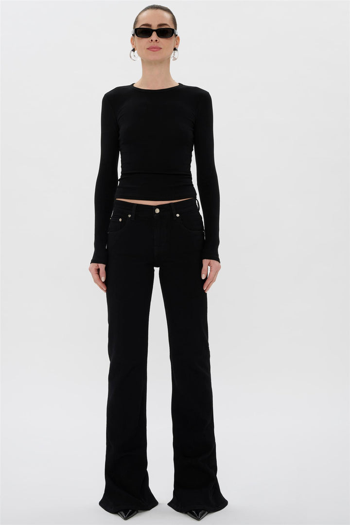 Chewy Slit Bootcut Jeans OD Black