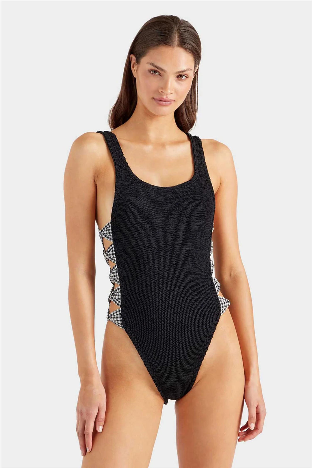Tiffany Crinkle Swimsuit Black Gingham