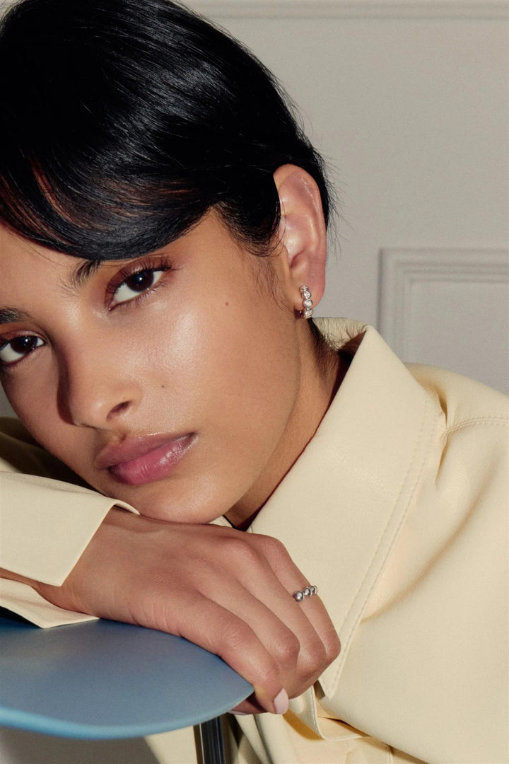 Tennis Small Hoop Earrings Silver