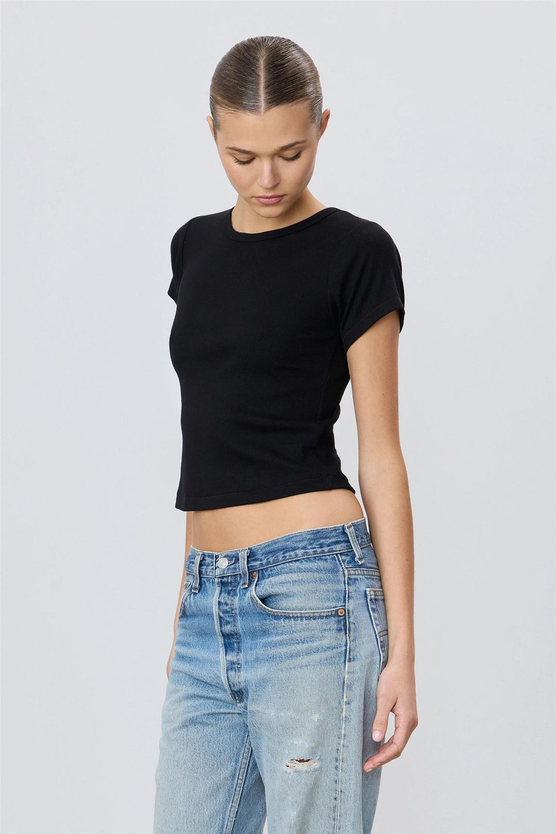 Butter Rib Short Sleeve Baby Tee Black