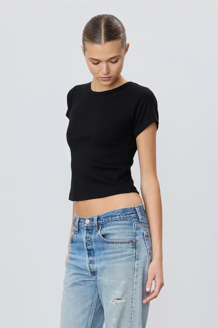 Butter Rib Short Sleeve Baby Tee Black