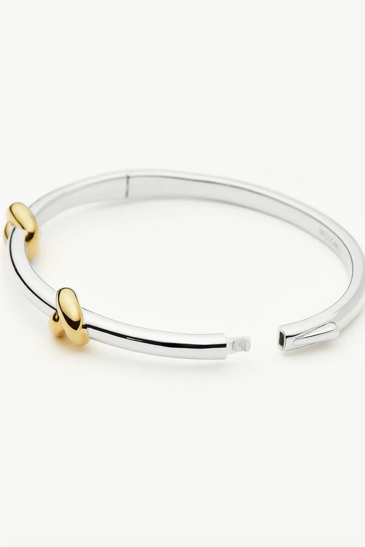 Lucy Williams Knot Hinged Bangle Silver/Gold