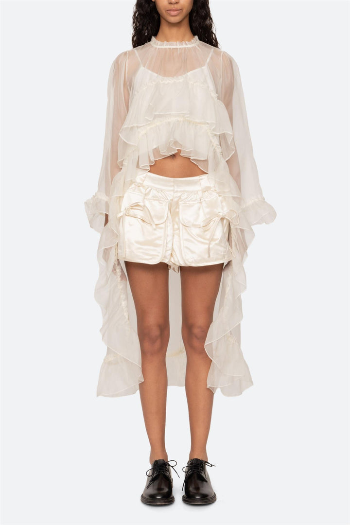 Cornelia Solid High Low Top Cream