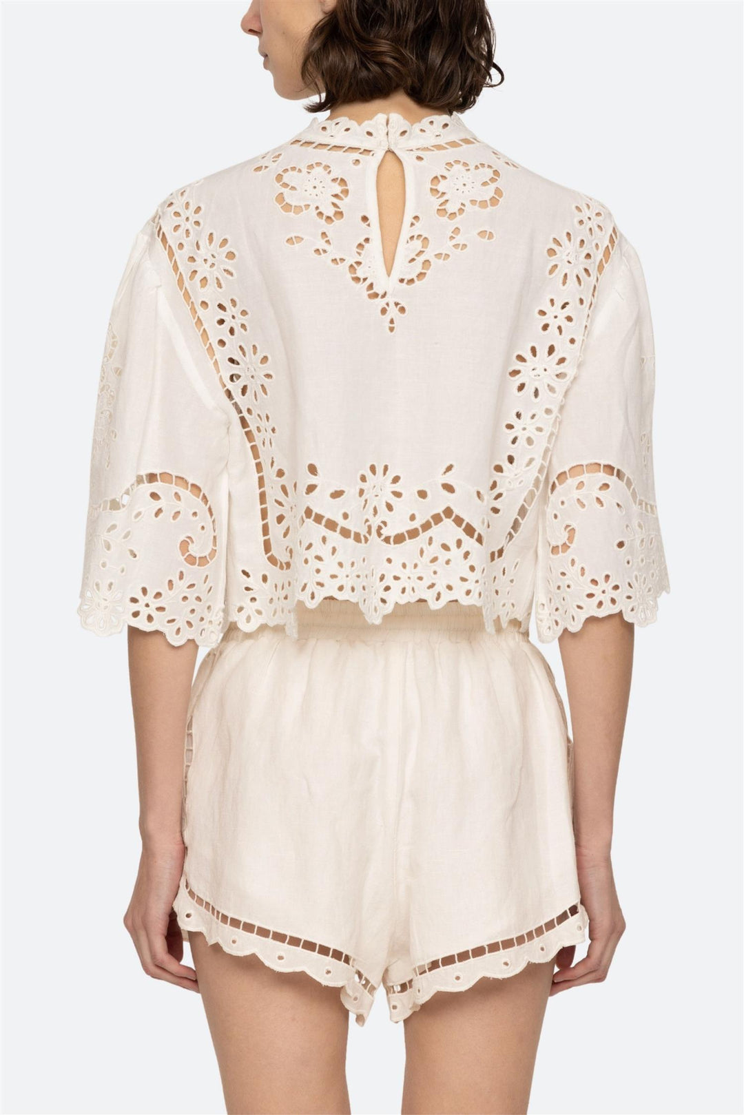Lula Embroidery Short Sleeve Top White