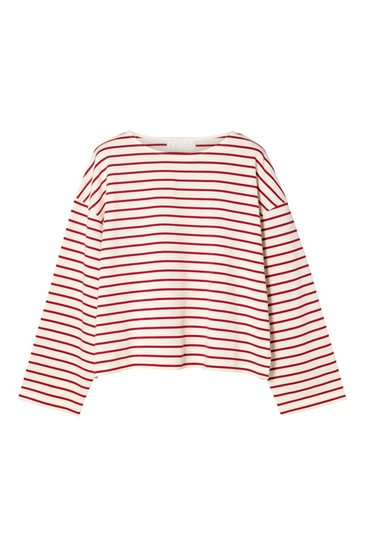 Breton Boatneck Longsleeve Cream Winetasting Stripe