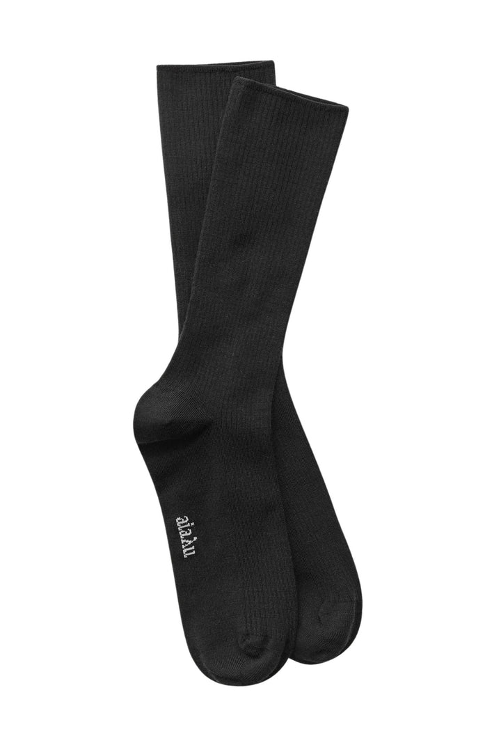 Wool Rib Socks Black