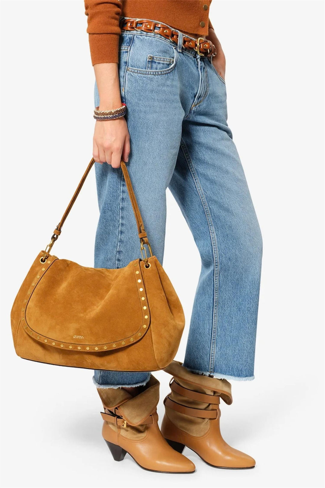 Chany XL Suede Bag Cognac