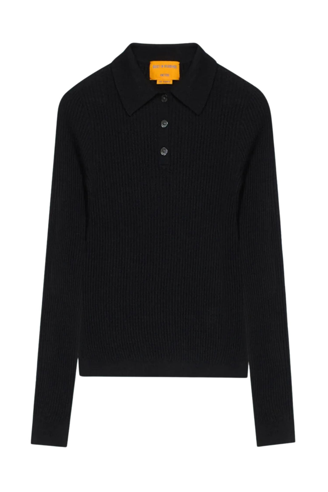 Longsleeve Shrunken Cashmere Polo Black