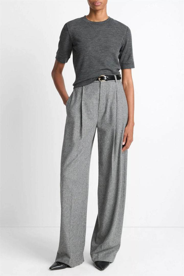 High Waist Roma Check Trouser Dark Grey Check