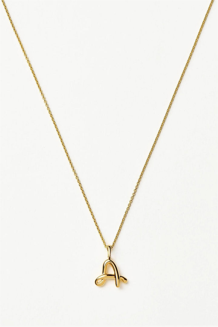 Curly Molten Mini Initial Necklace Gold