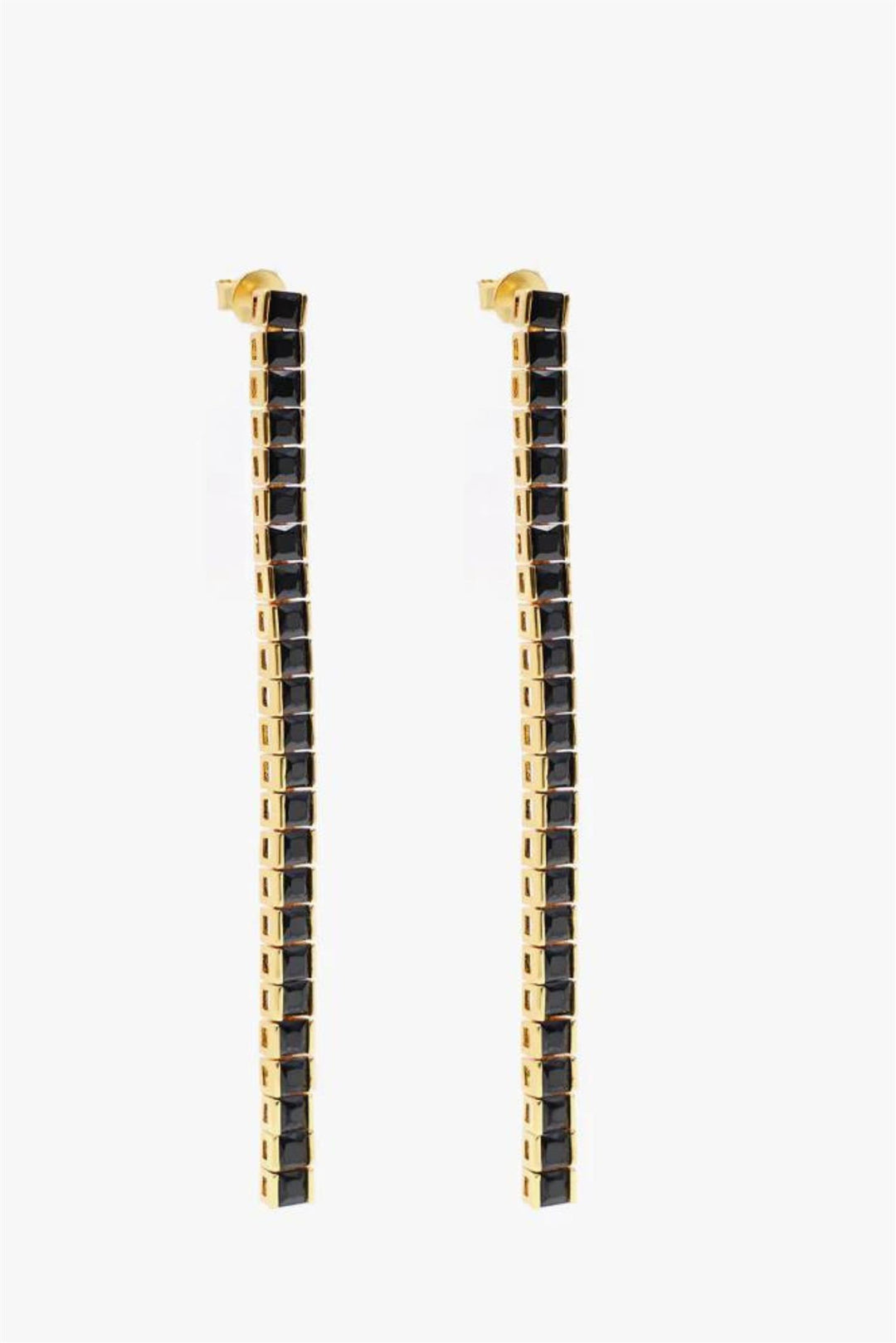 Square Tennis Earring  Black Gold