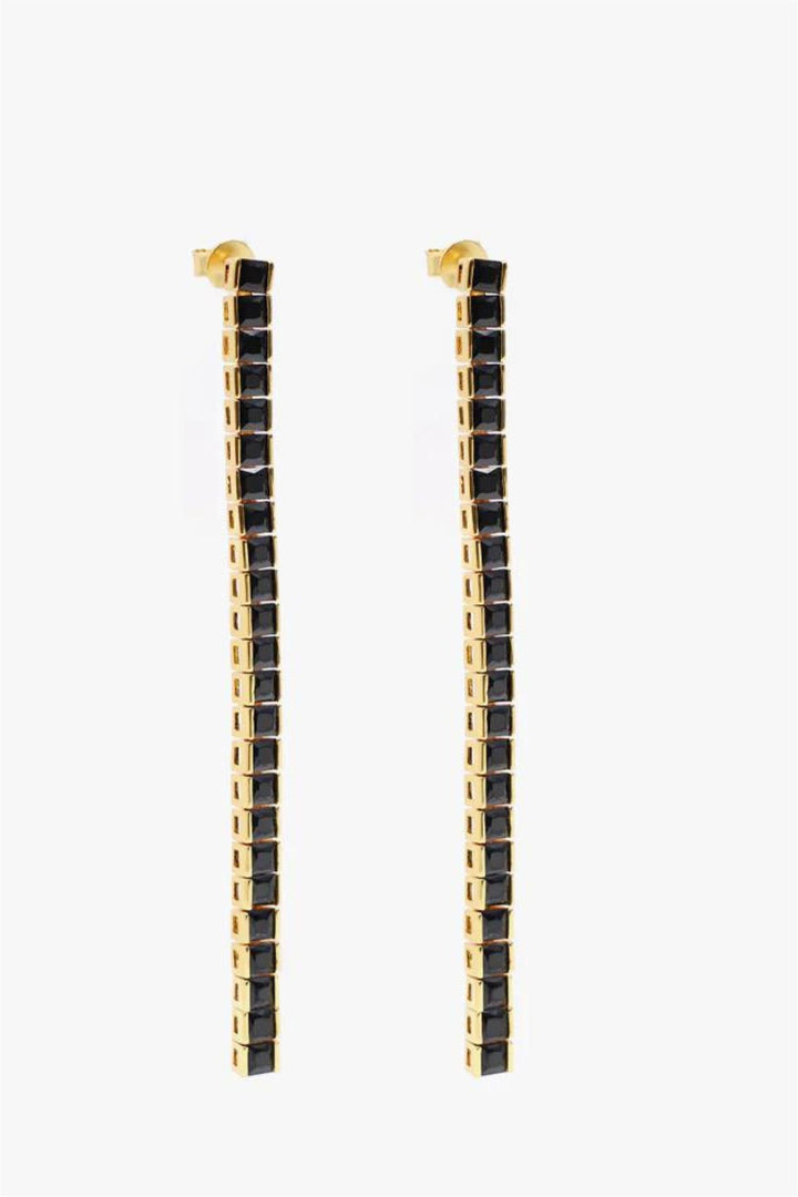 Square Tennis Earring  Black Gold