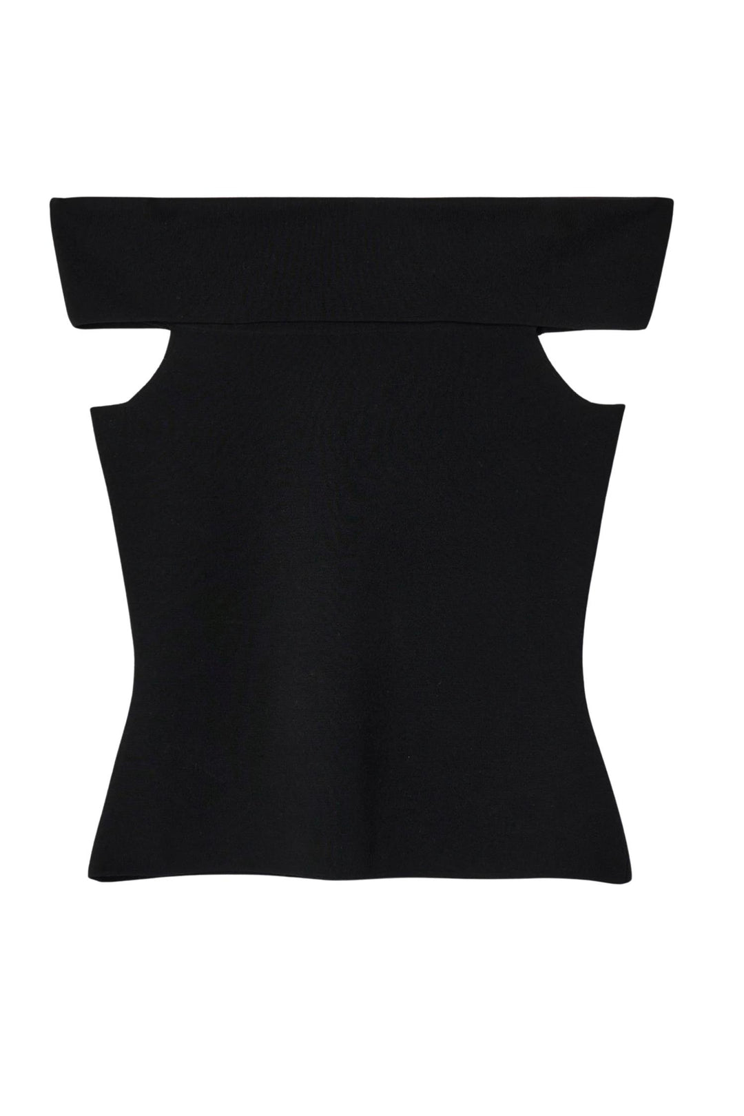 Compact Knit Off Shoulder Top Jet Black
