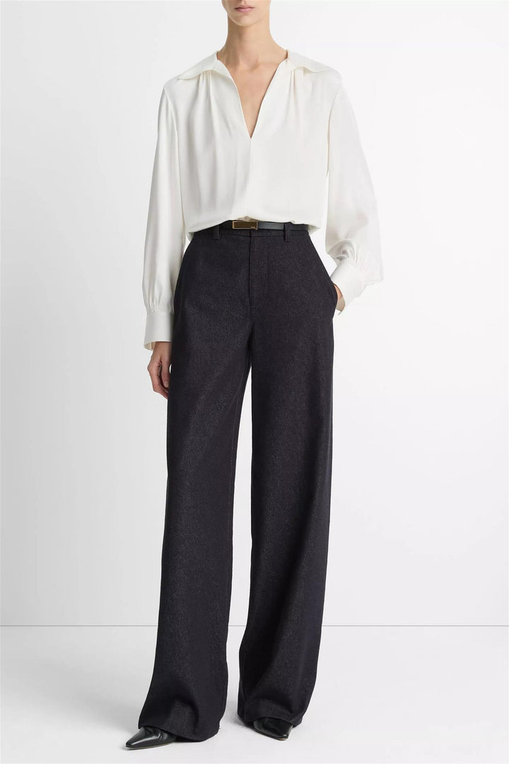 Smocked Long-Sleeved Blouse Off-White
