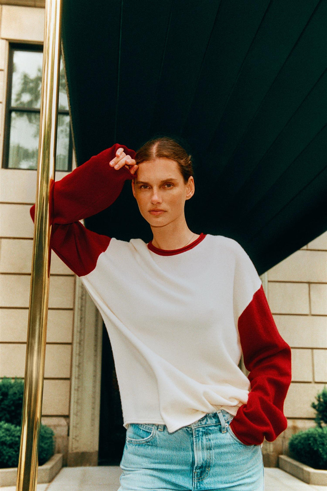 Baseball Oversized Crew Cream/Carmine