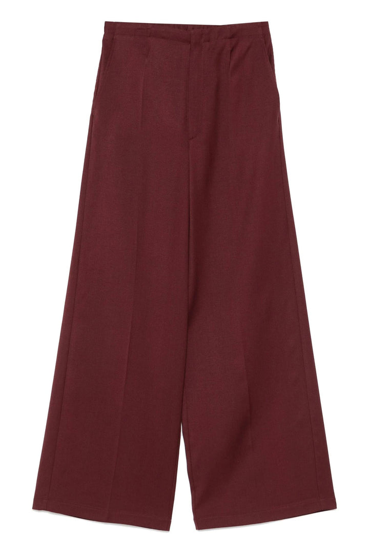 Mercerized Cotton Twill Flared Pants Ruby