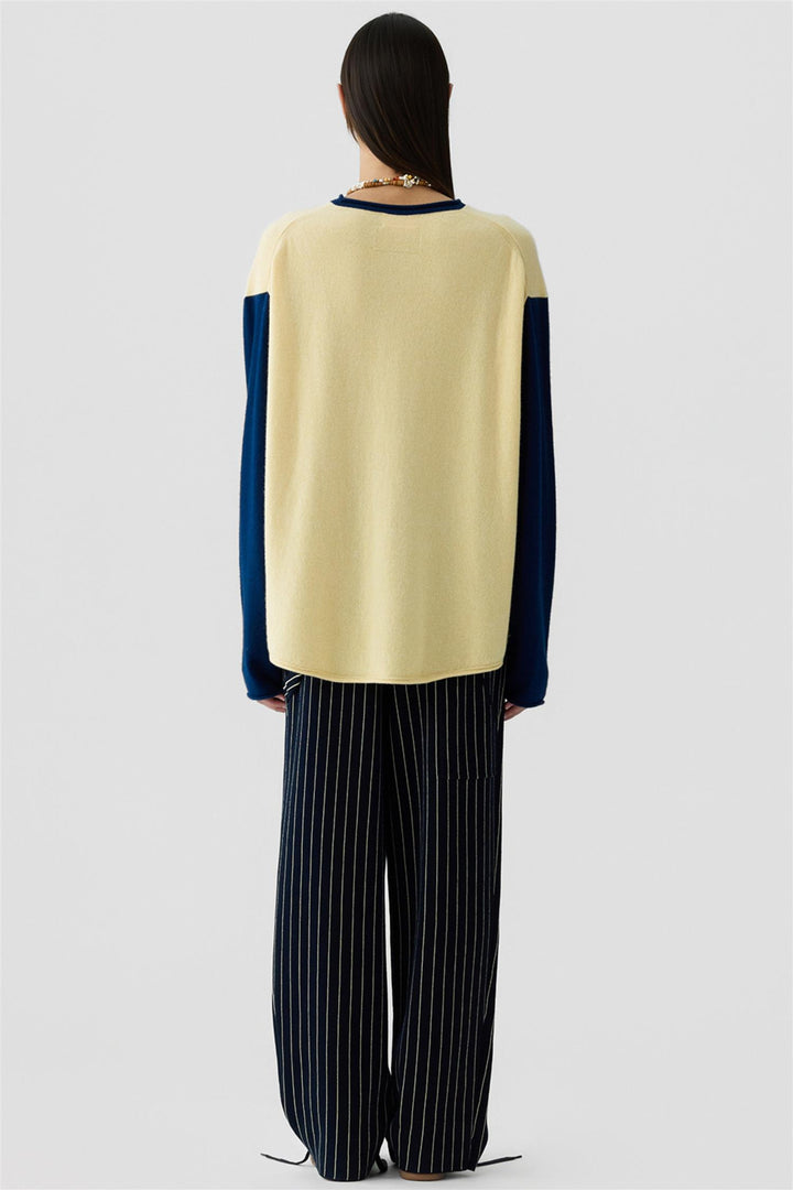 Baseball Oversized Crew Butter/Navy