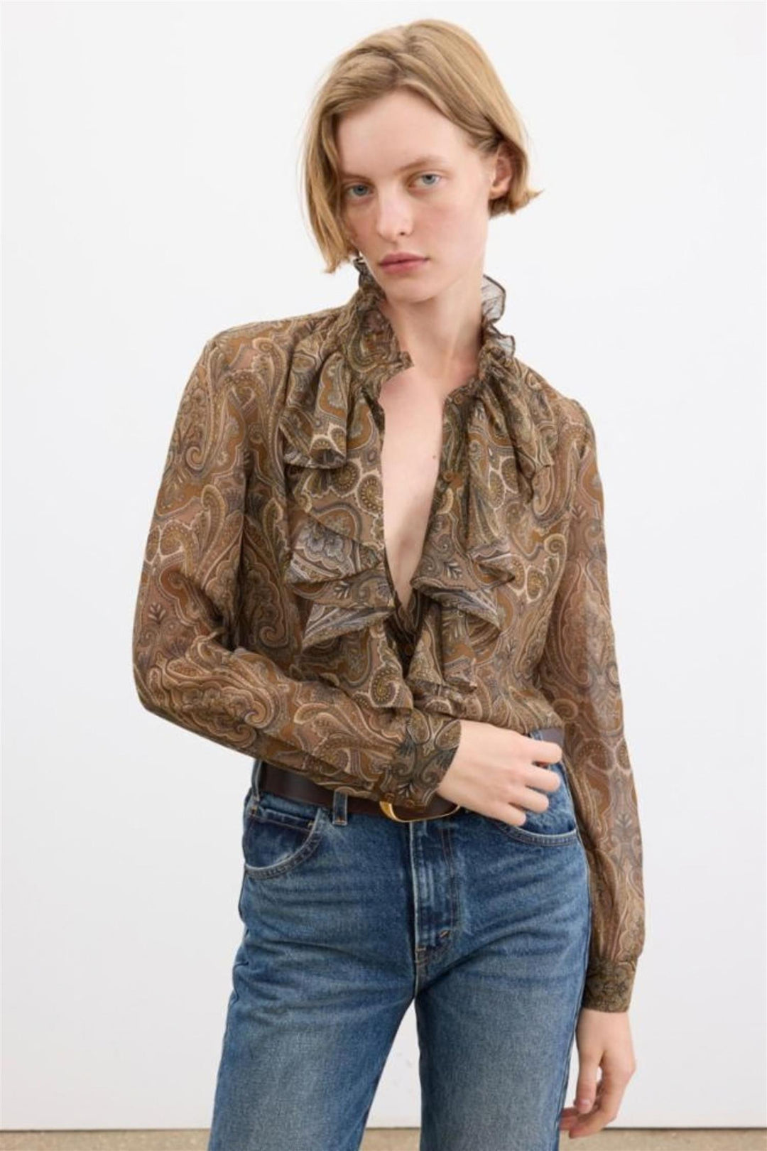 Lily Blouse Khaki Paisley