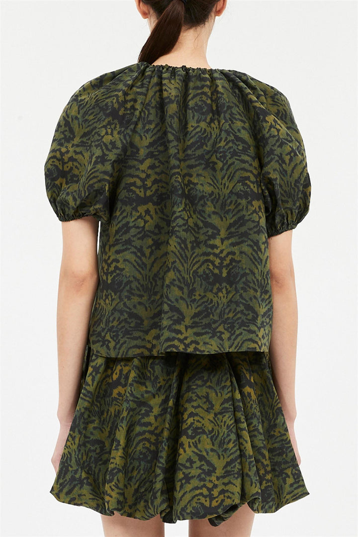 Talie Silk Short Sleeve Blouse Desert Jasper